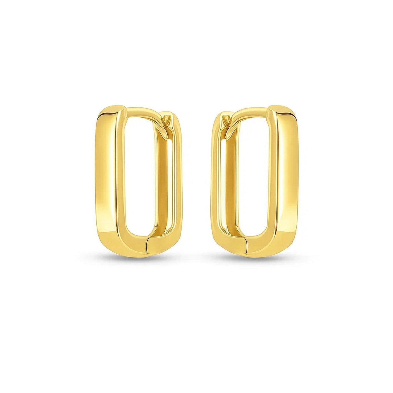 14k Yellow Gold Small Square Huggie Hoops