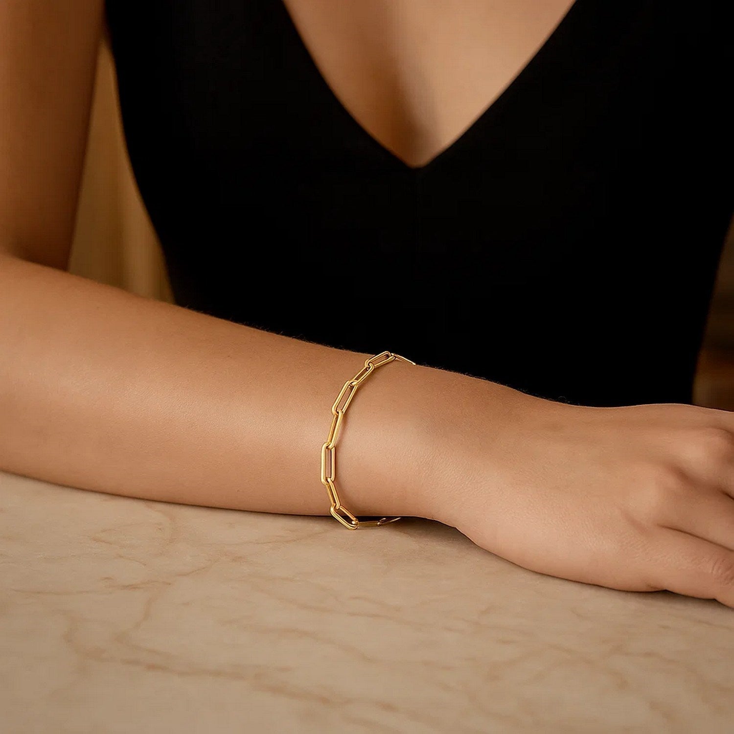 14K Yellow Gold Bold Paperclip Chain Bracelet (4.20 mm)