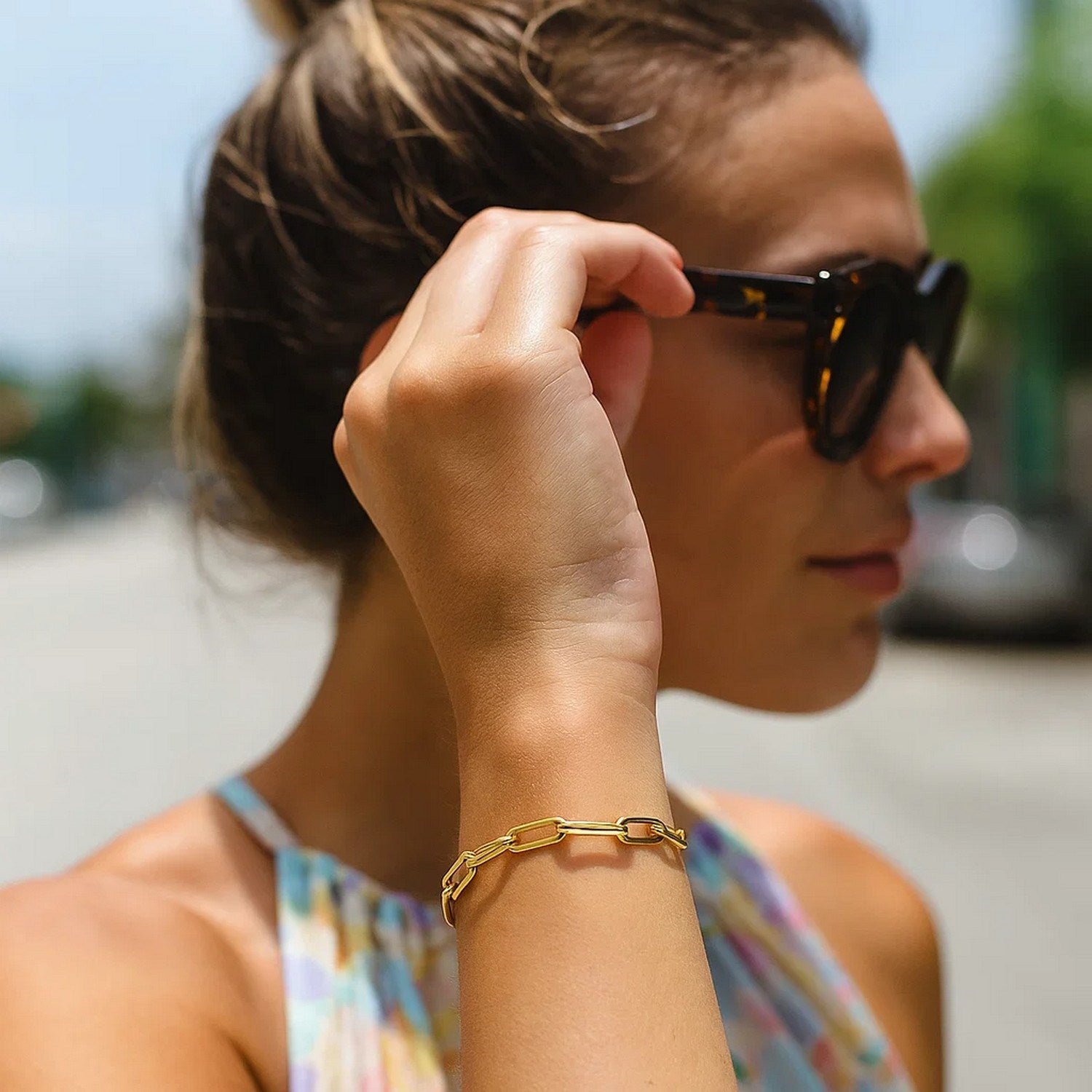 14K Yellow Gold Bold Paperclip Chain Bracelet (4.20 mm)