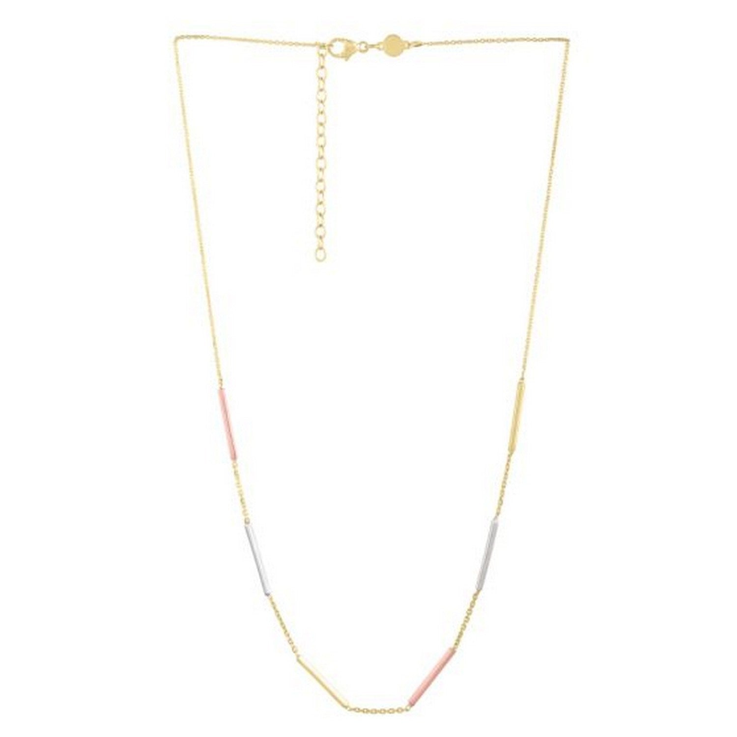 10K Tri Tone Gold Stationed Bar Necklace