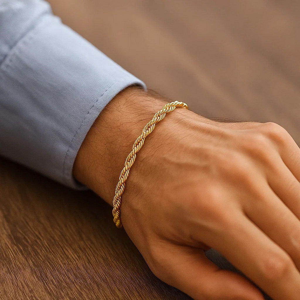 Silk Rope Chain Bracelet in 14k Yellow Gold  (4.30 mm)