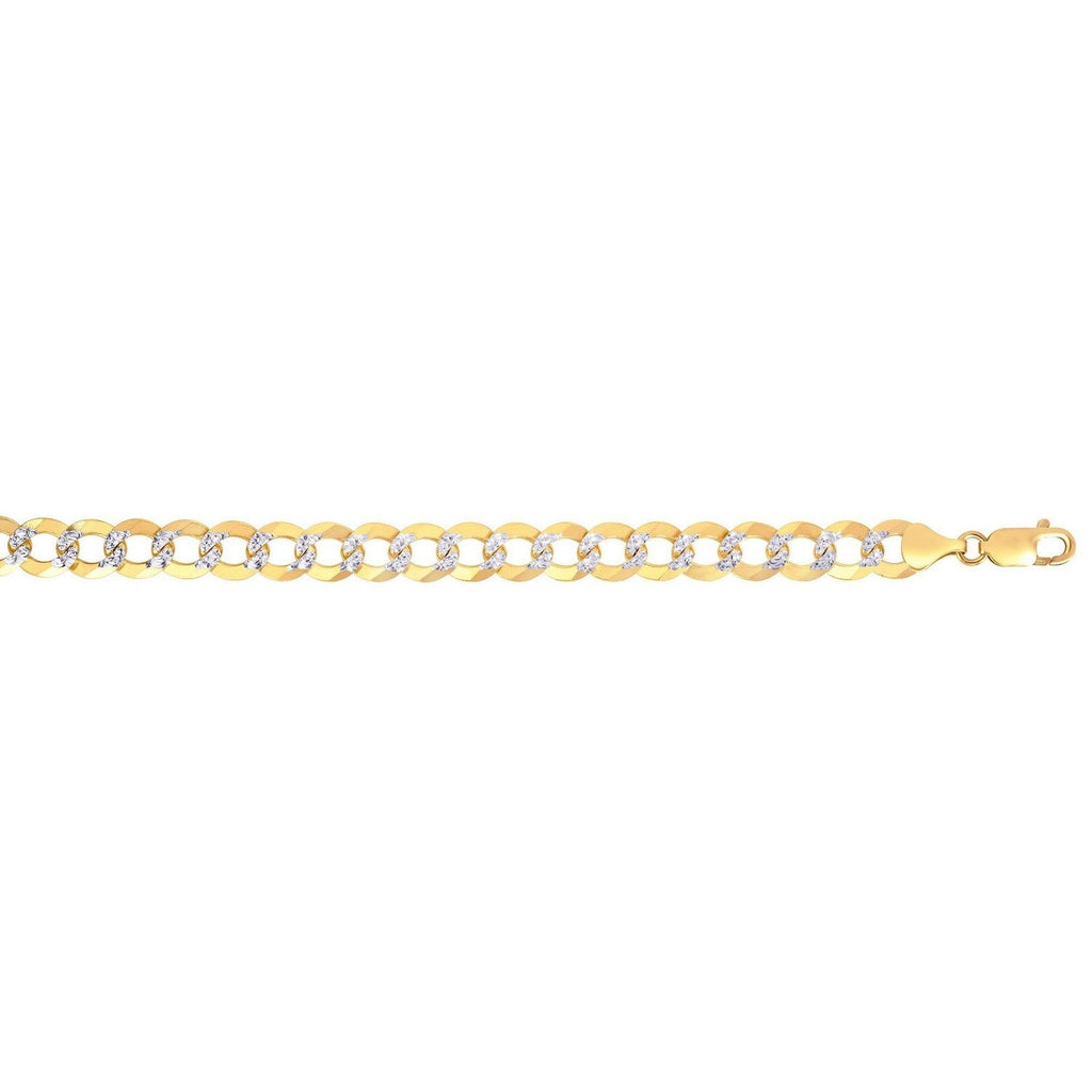 14k Two Tone Gold Pave Curb Bracelet (12.18 mm)