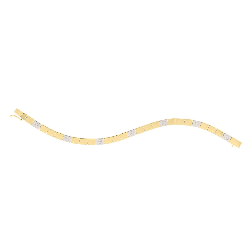 Two Tone Nail Head Bracelet in 14K Gold