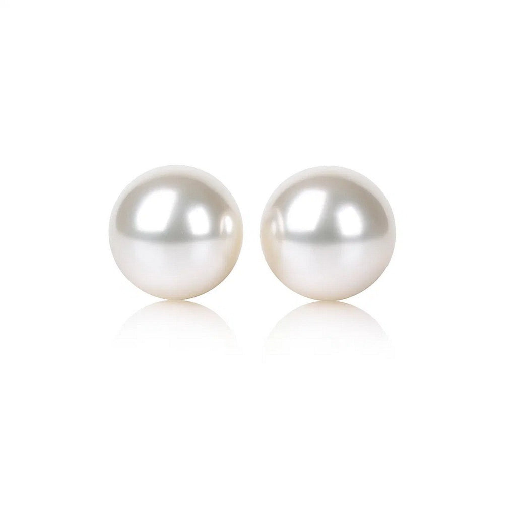 14k Yellow Gold Freshwater Cultured White Pearl Stud Earrings (7mm)