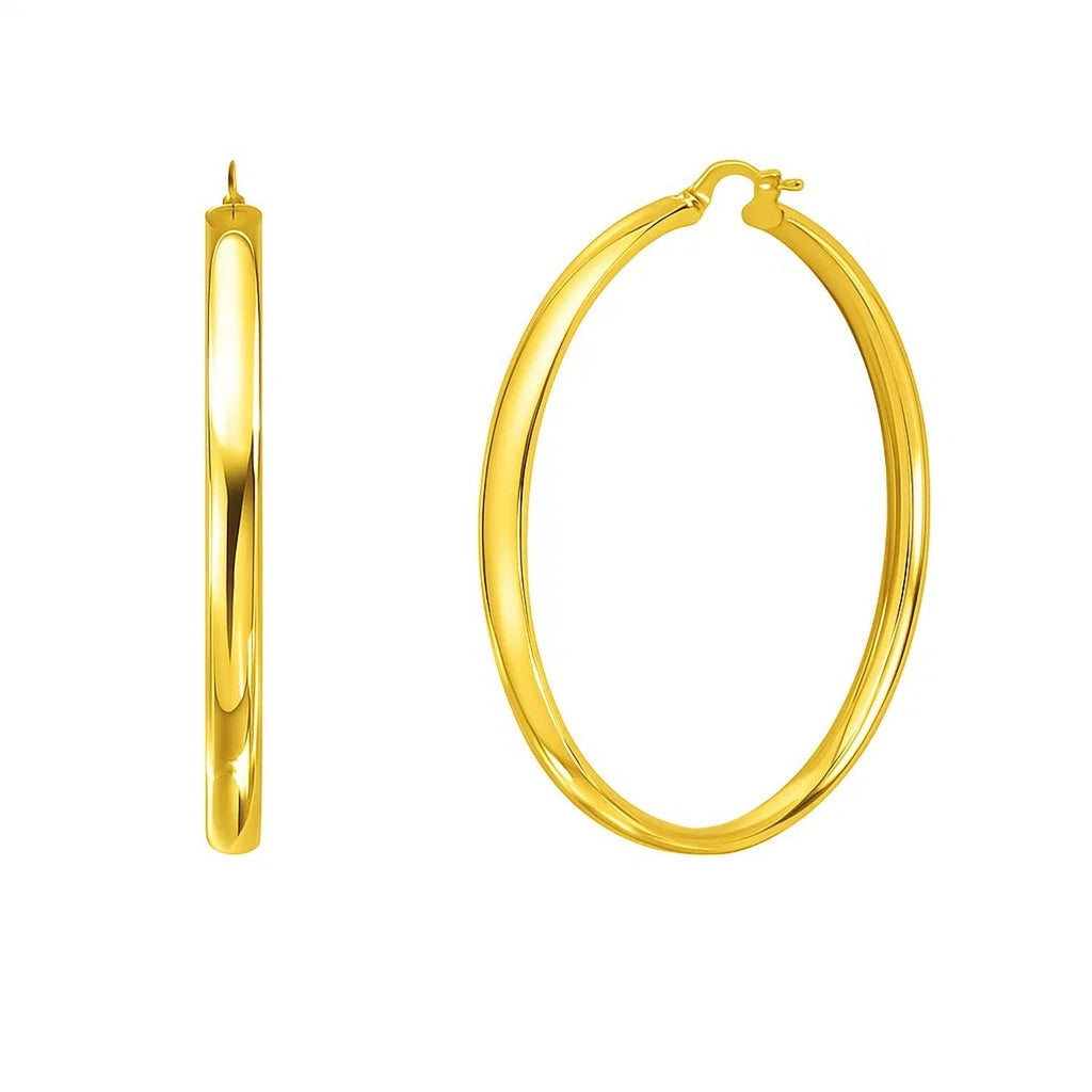 Large Wedding Hoop Earrings in 14K Yellow Gold