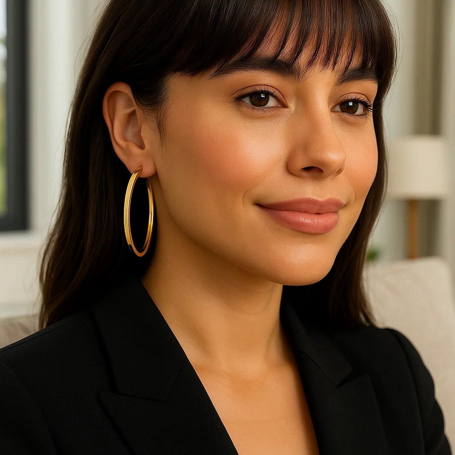 Large Wedding Hoop Earrings in 14K Yellow Gold