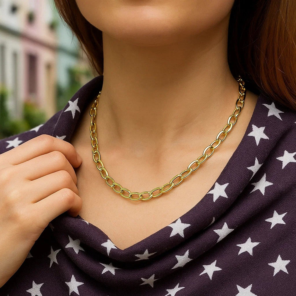 14k Yellow Gold Cable Chain Style Polished Necklace