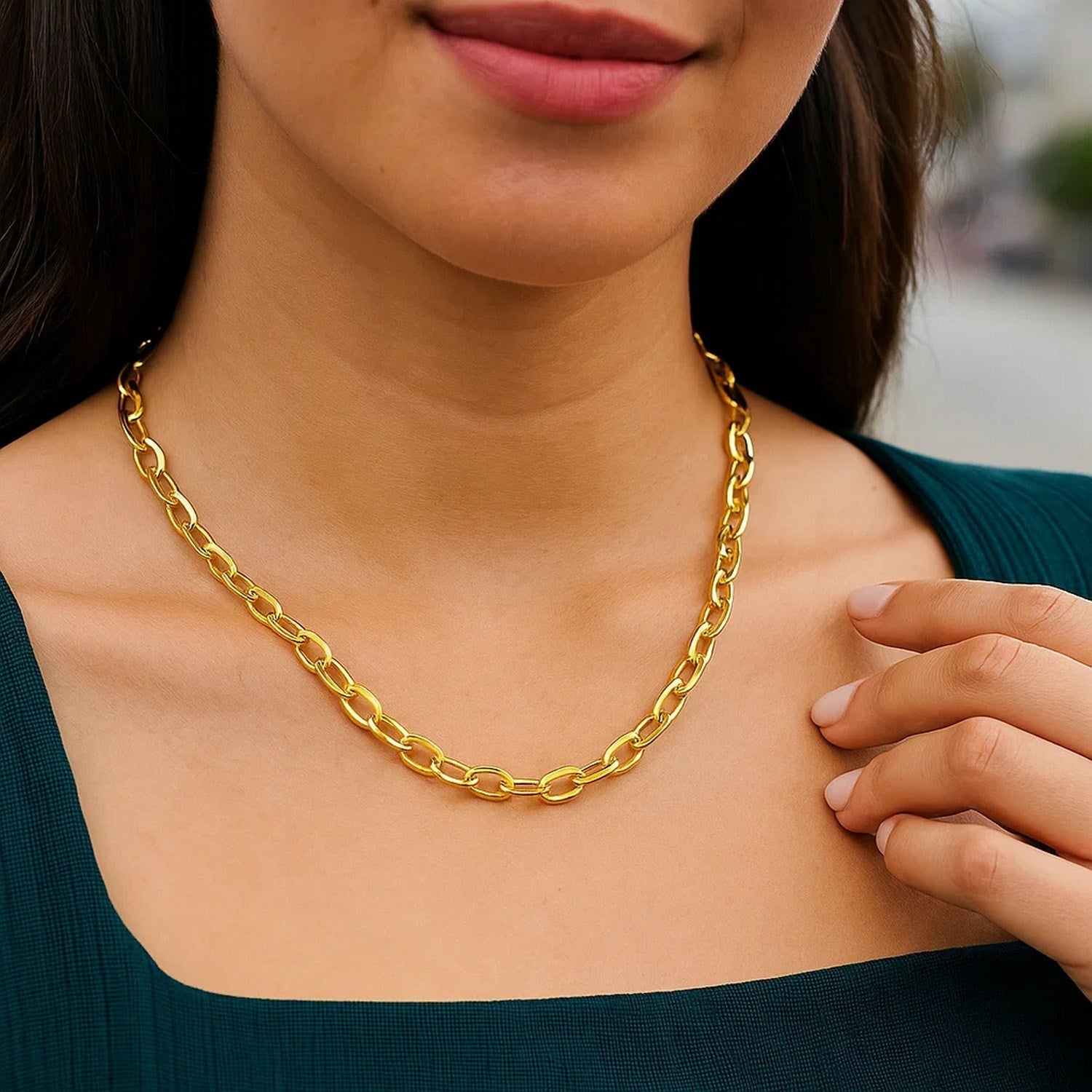 14k Yellow Gold Cable Chain Style Polished Necklace