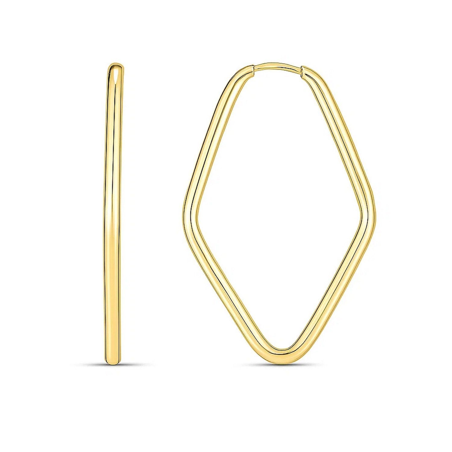 14k Yellow Gold Endless Marquise Hoops