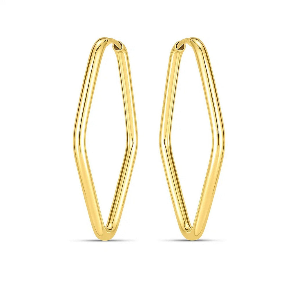 14k Yellow Gold Endless Marquise Hoops
