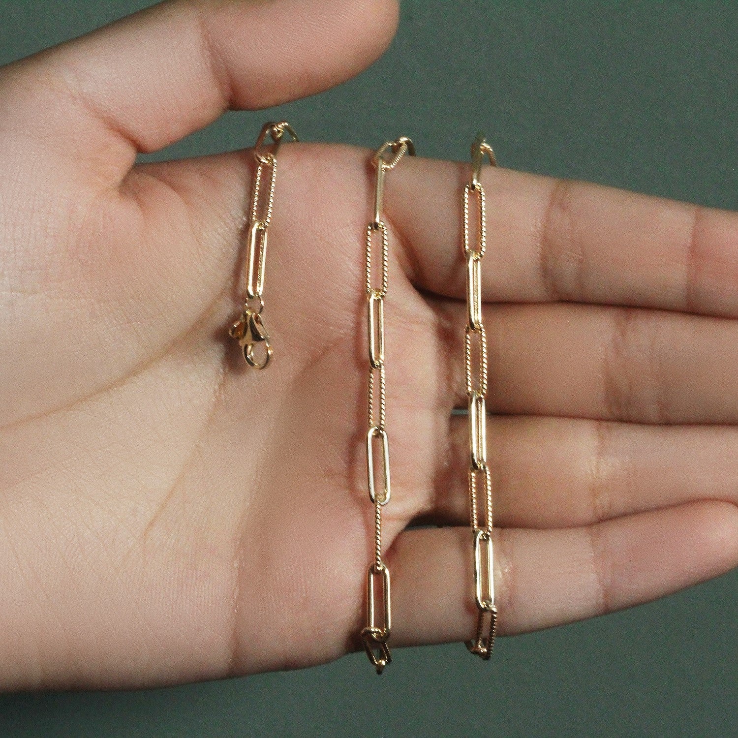 14k Yellow Gold Textured Paperclip Chain (3.5 mm)