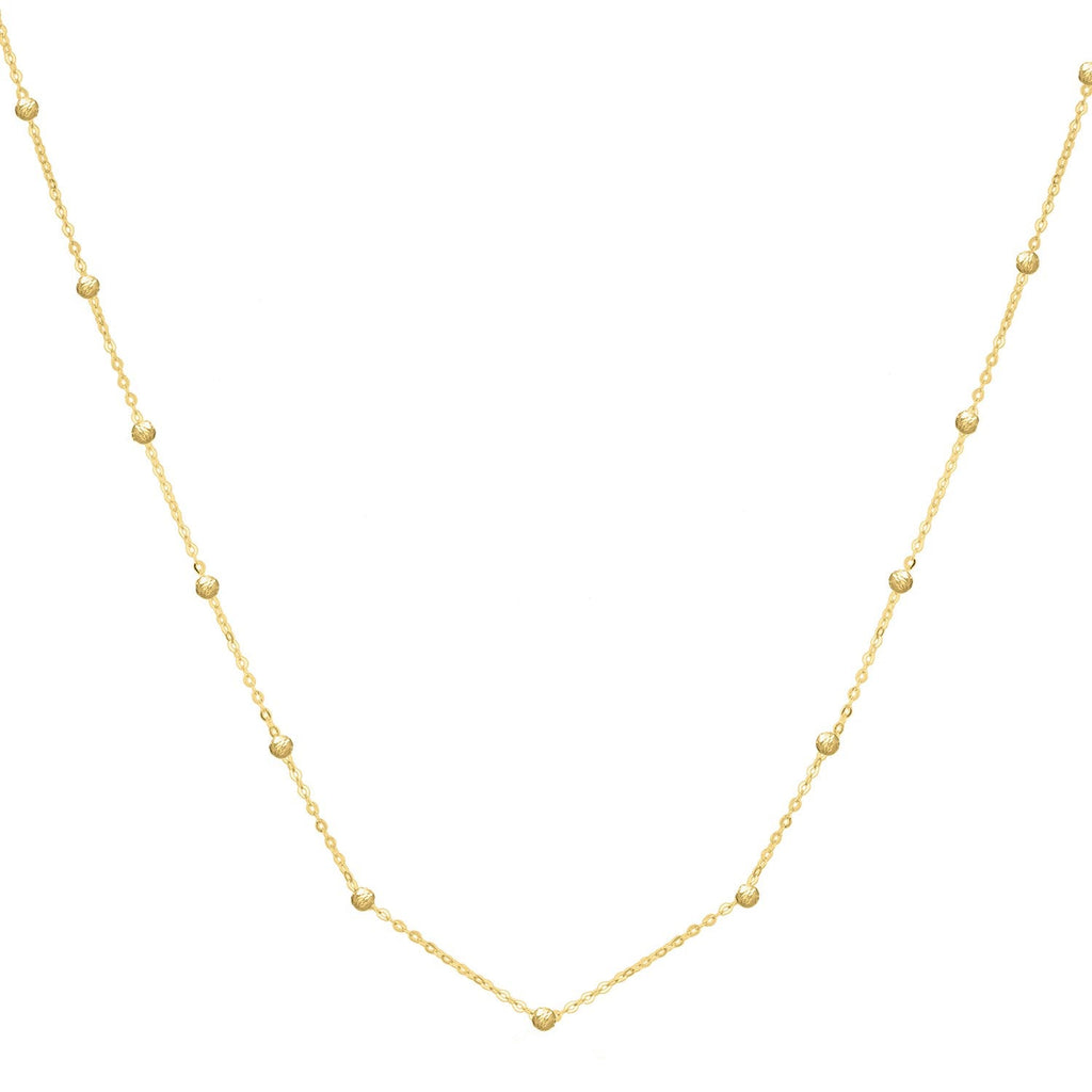 Textured Saturn Bead Necklace in 14K Yellow Gold