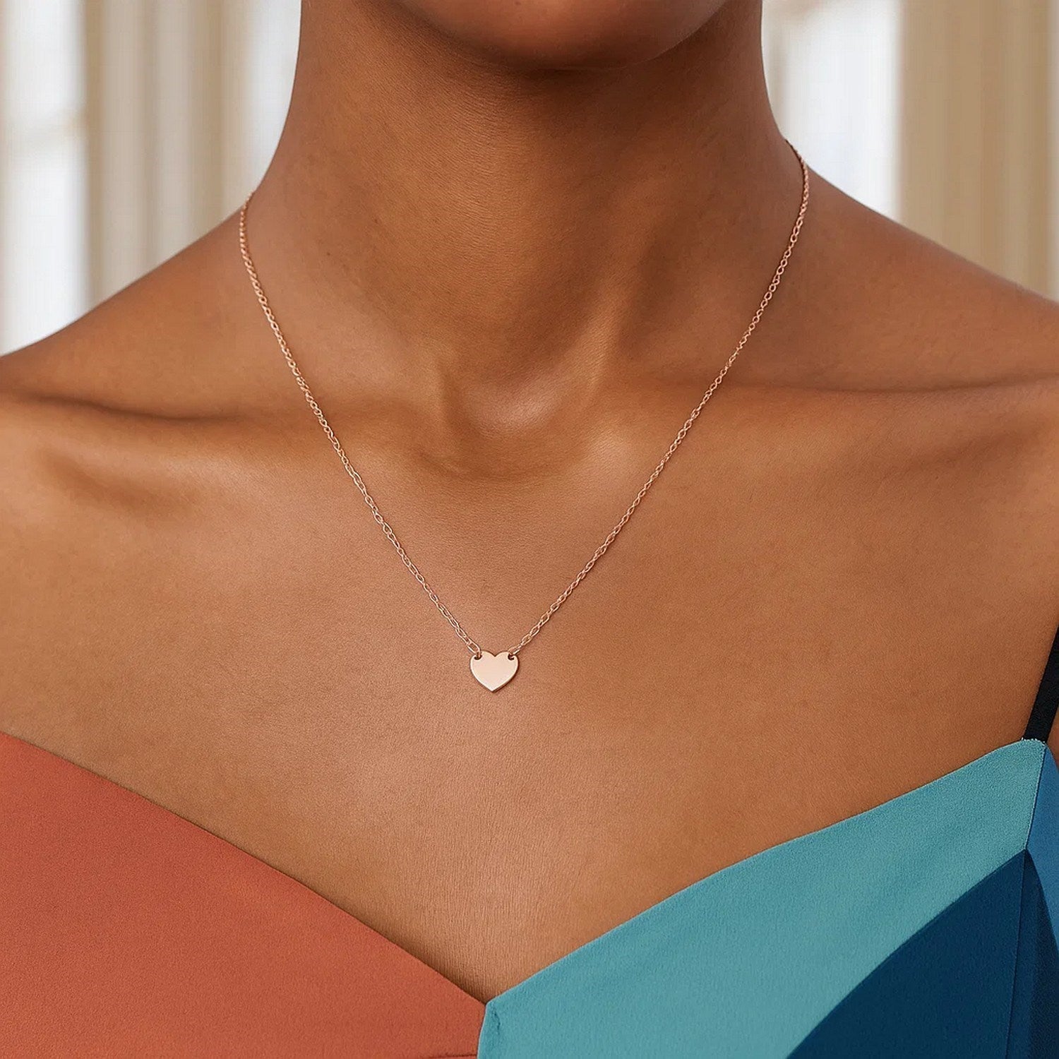 14k Rose Gold Polished Mini Heart Necklace