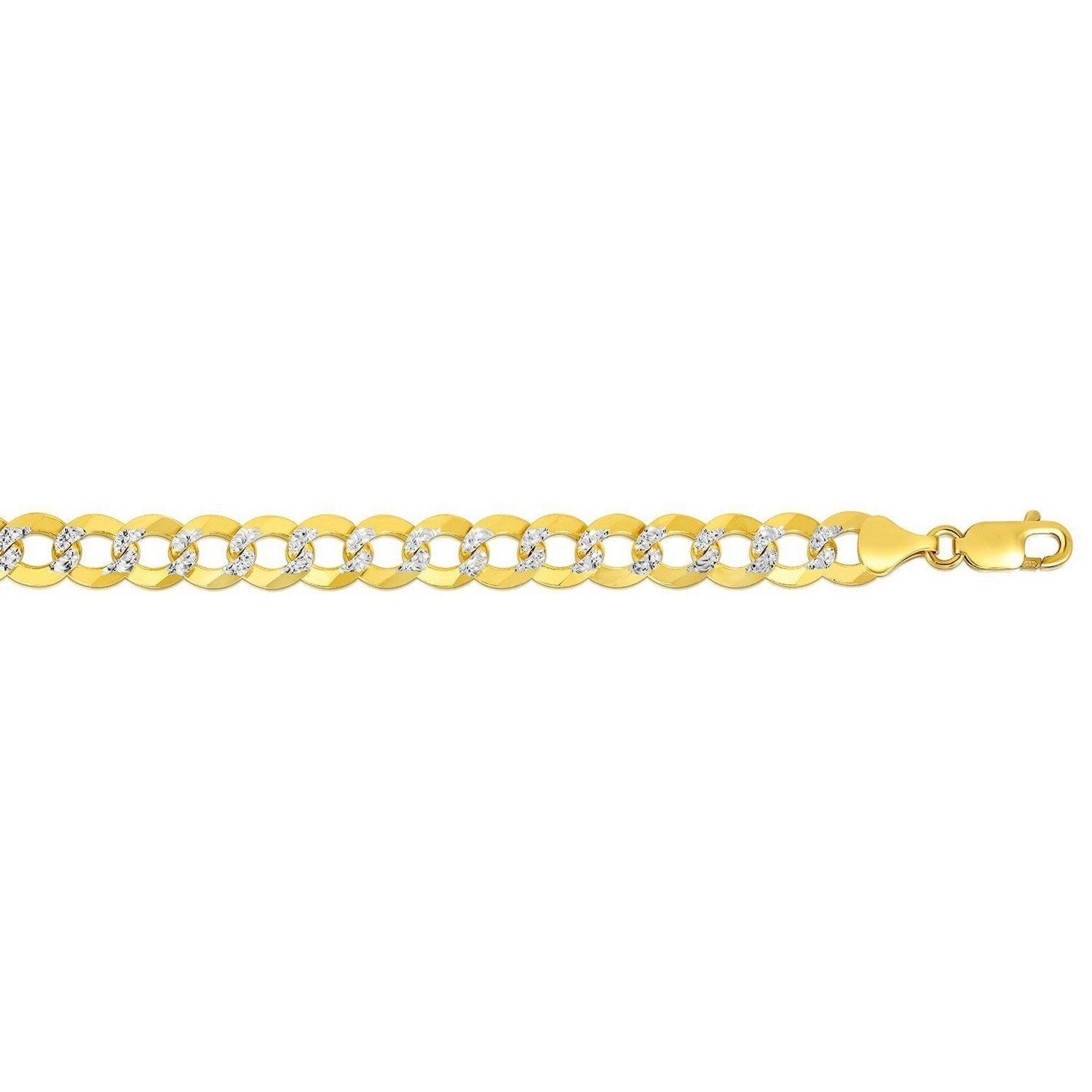 10 mm 14k Two Tone Gold Pave Curb Chain (9.70 mm)