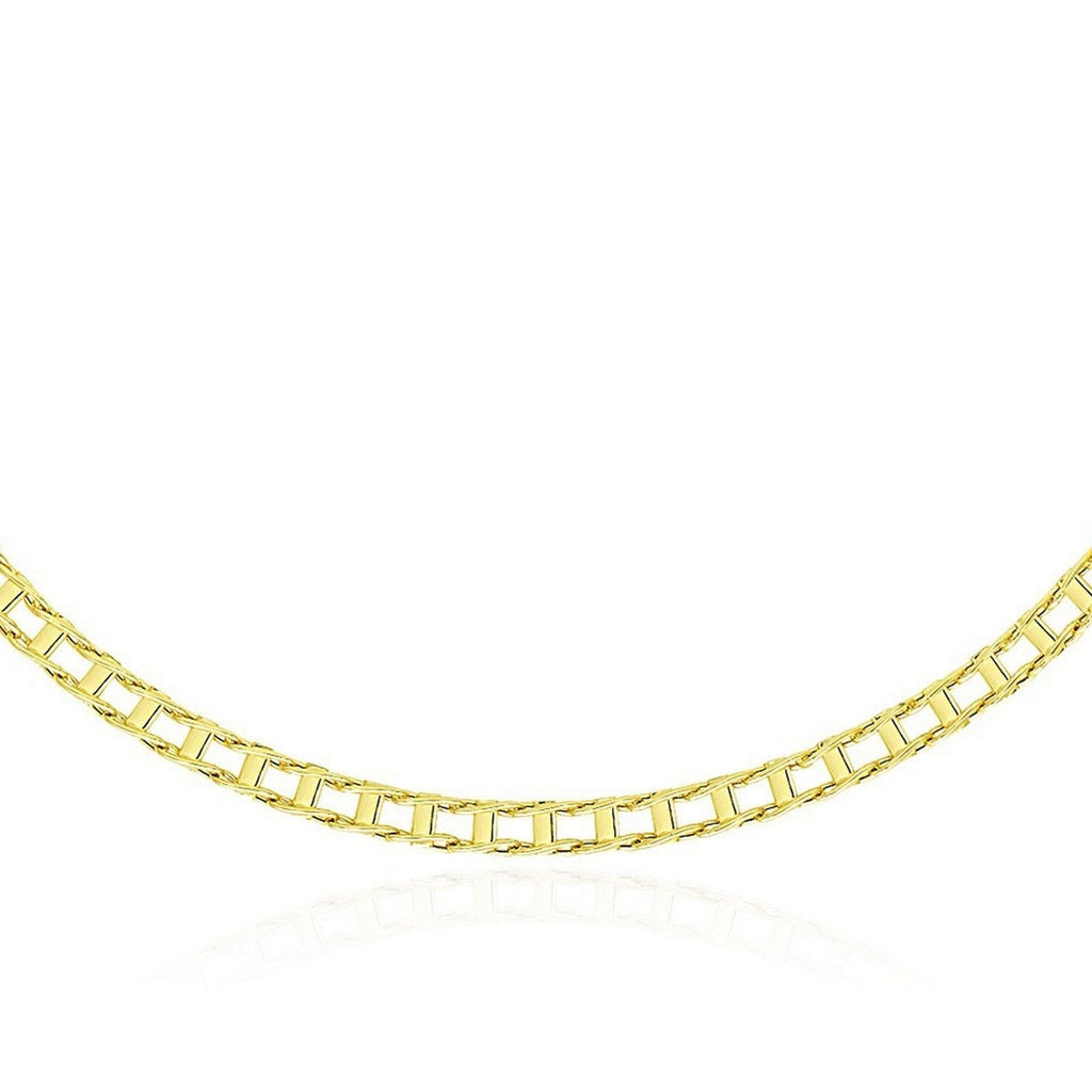 14k Yellow Gold Men's Necklace with Track Design Links