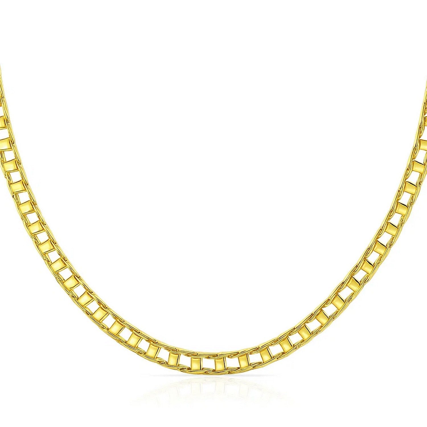 14k Yellow Gold Men's Necklace with Track Design Links