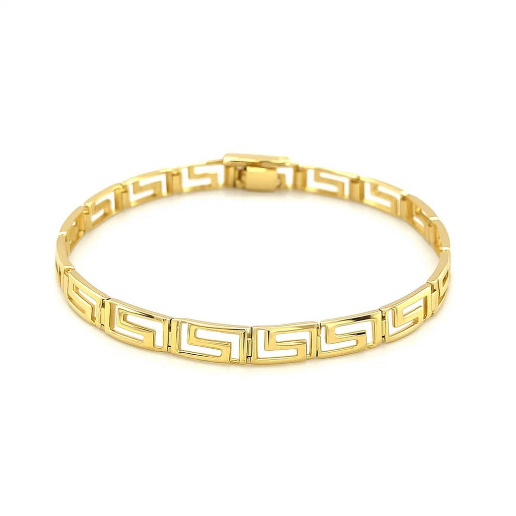 14k Yellow Gold Fancy Greek Key Motif Bracelet (6.35 mm)
