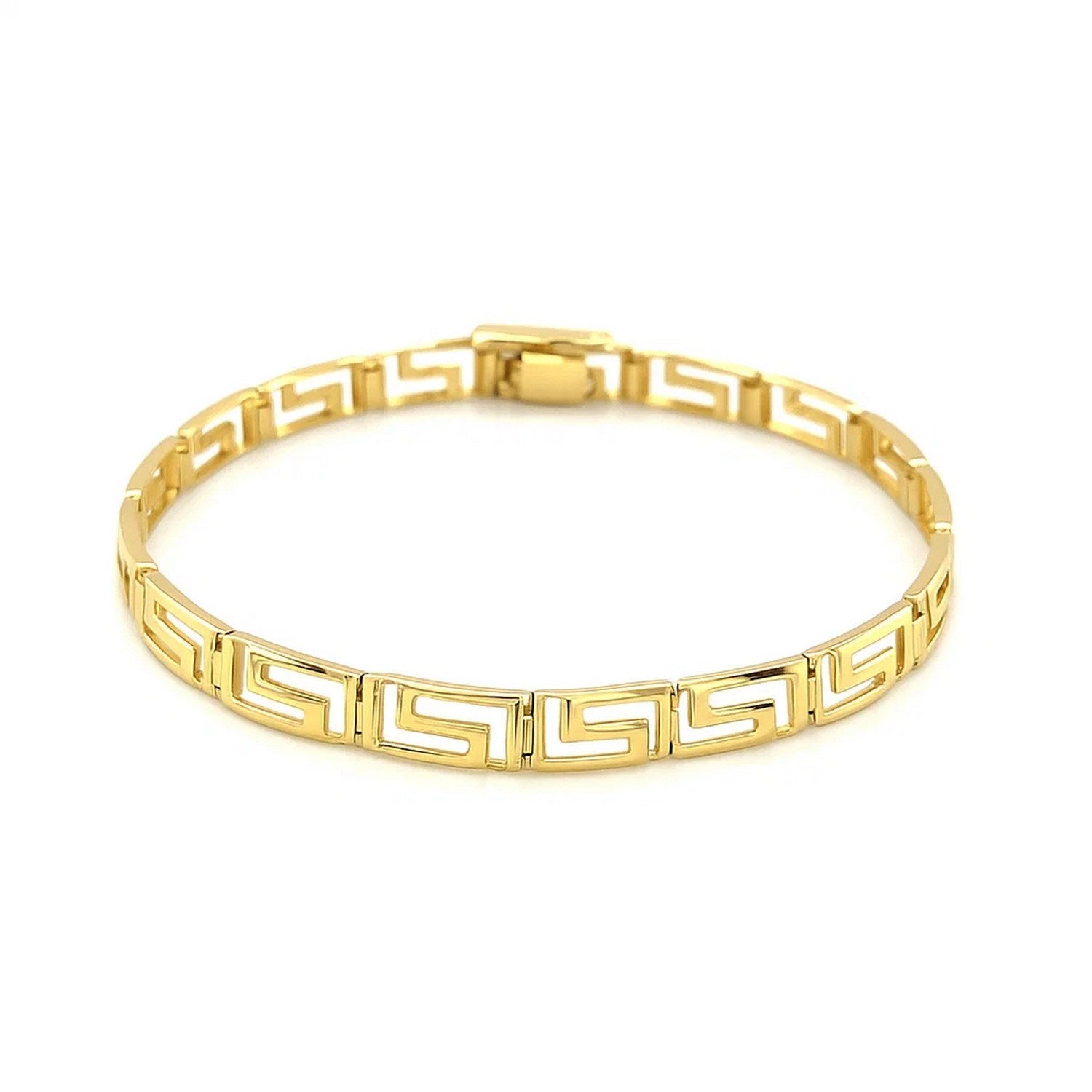 14k Yellow Gold Fancy Greek Key Motif Bracelet (6.35 mm)