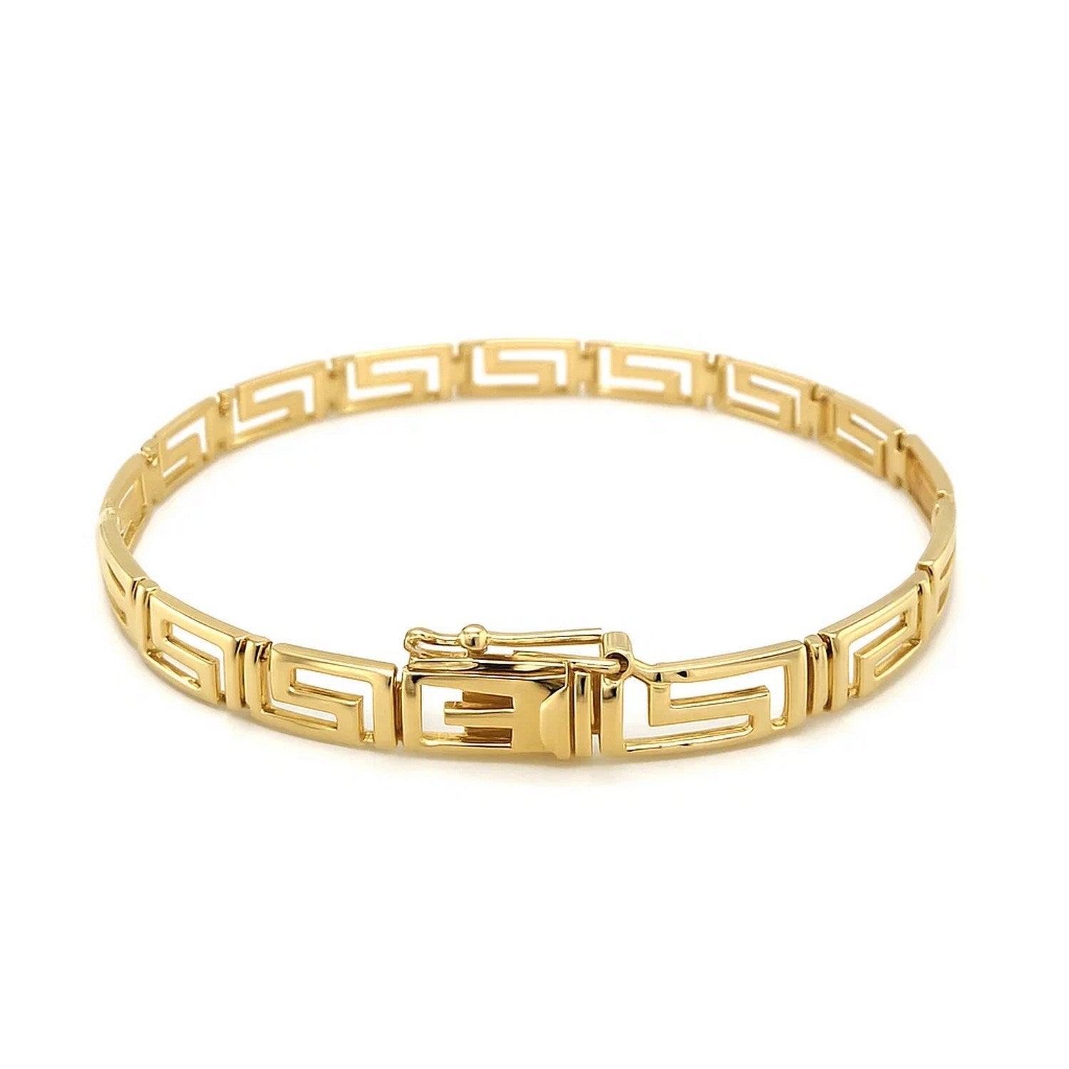 14k Yellow Gold Fancy Greek Key Motif Bracelet (6.35 mm)