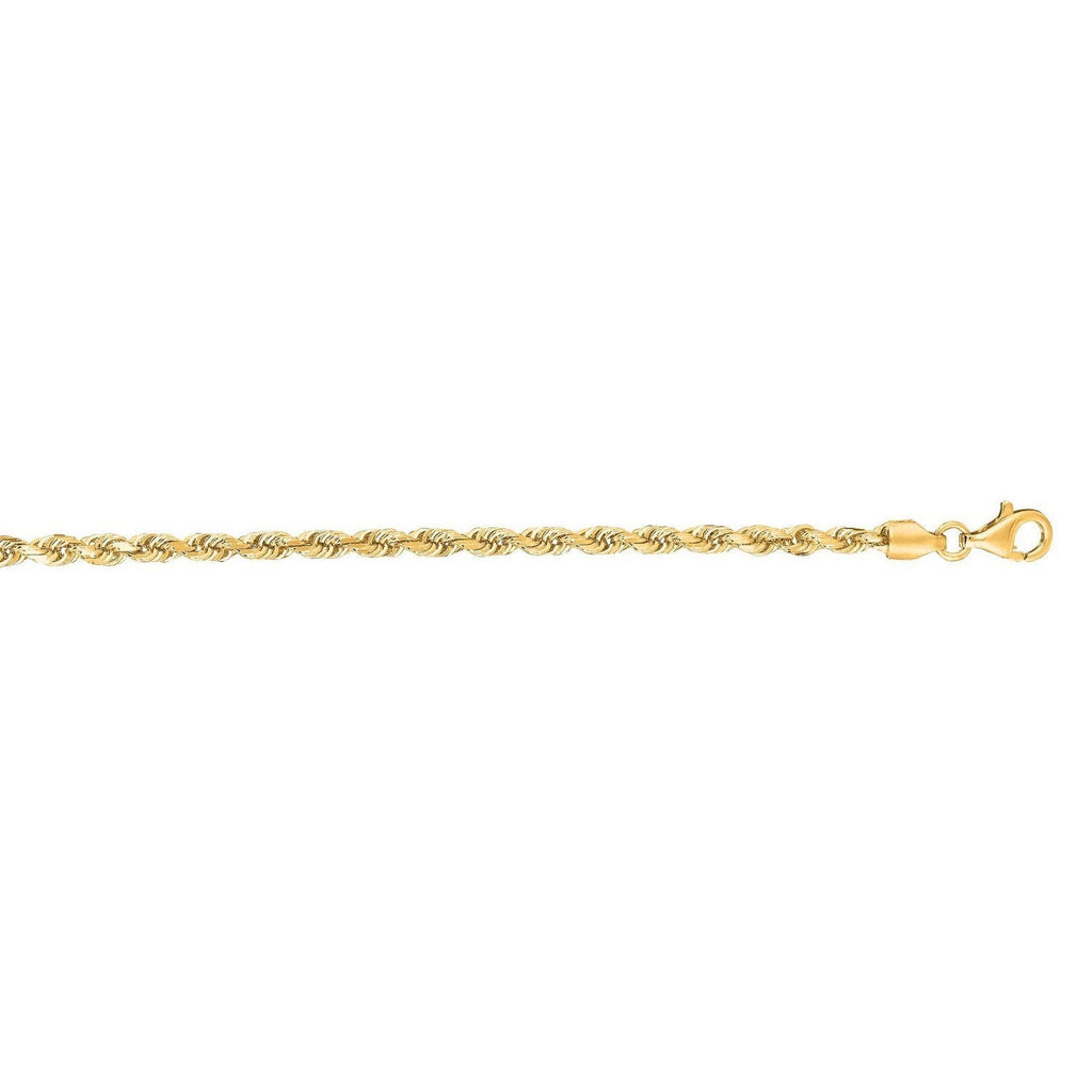 10k Yellow Gold Solid Diamond Cut Rope Bracelet (3.00 mm)