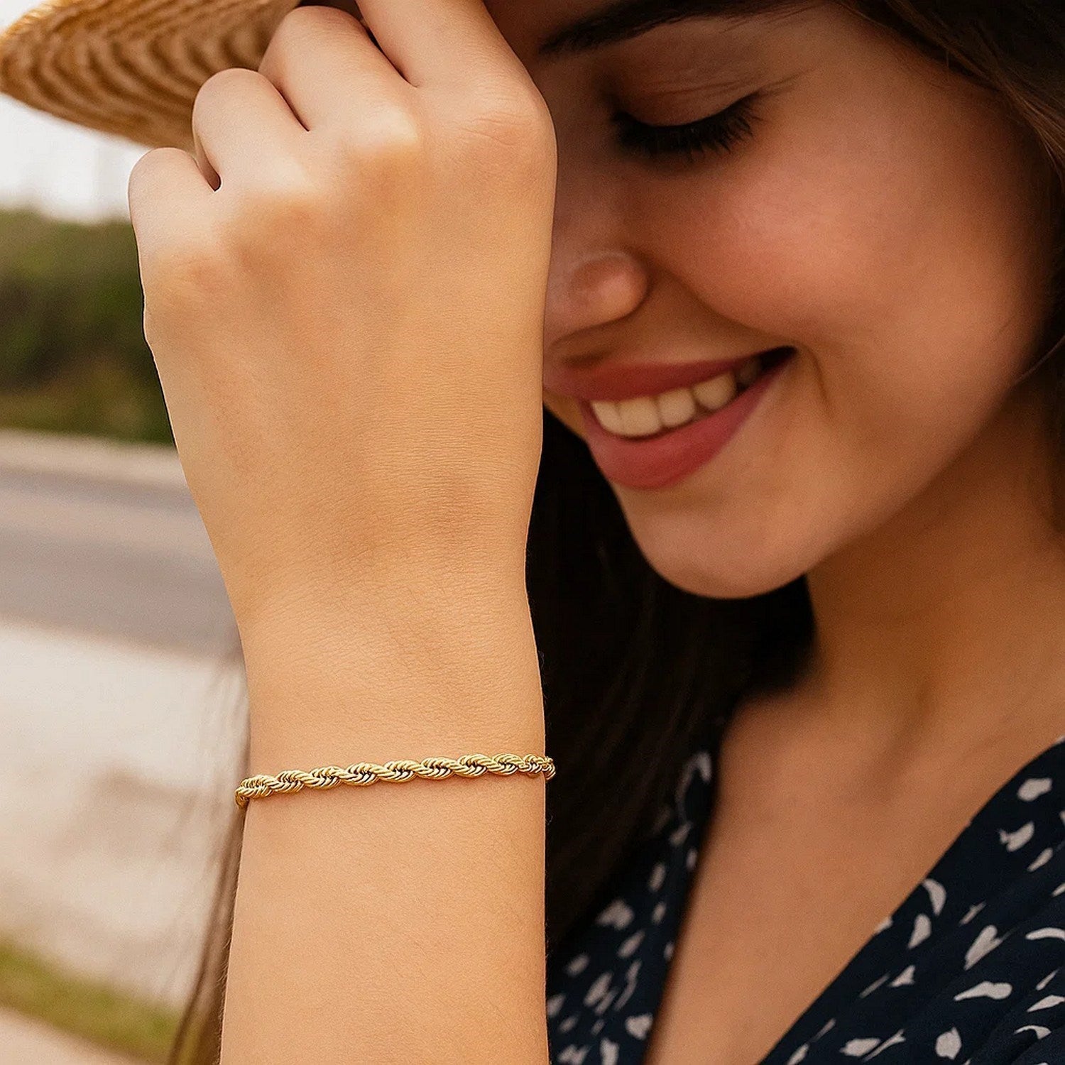 10k Yellow Gold Solid Diamond Cut Rope Bracelet (3.00 mm)