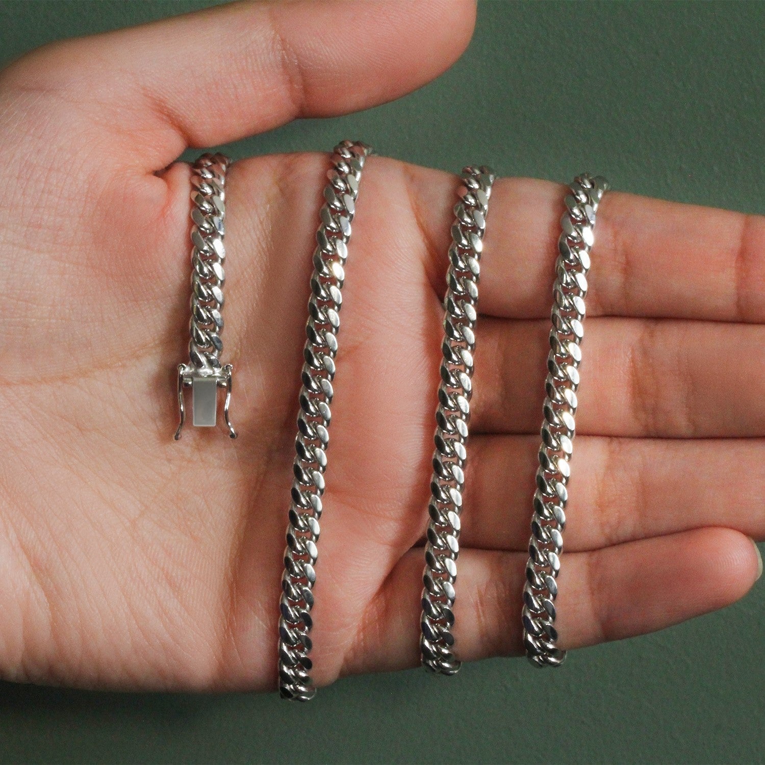 14k White Gold Classic Miami Cuban Solid Chain (5.00 mm)