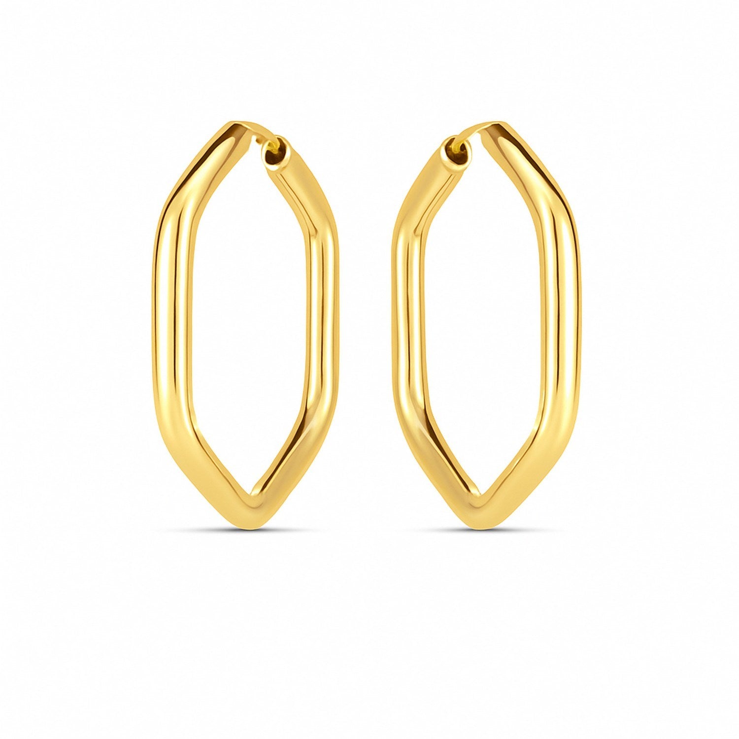 14k Yellow Gold Endless Hexagon Hoop Earrings