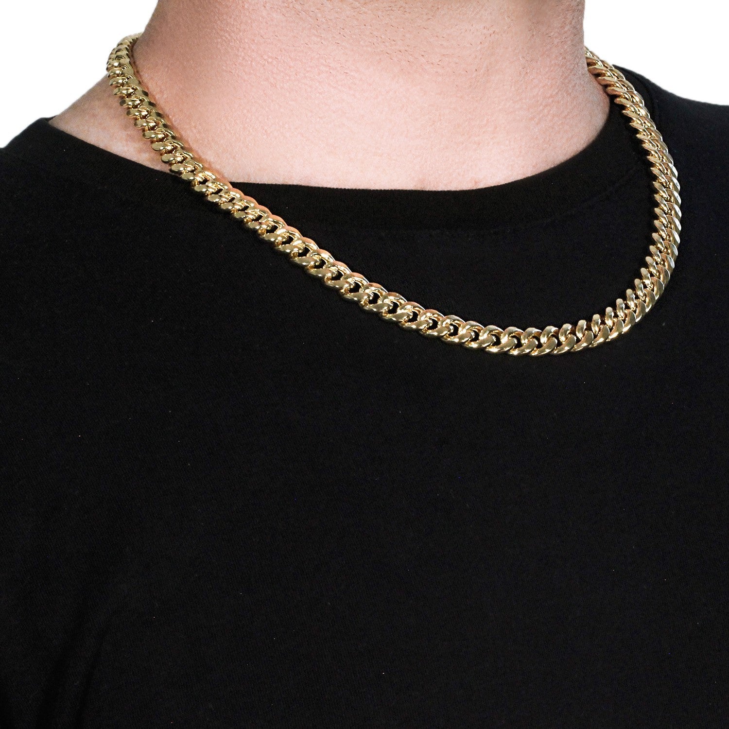14k Yellow Gold Semi Solid Miami Cuban Chain (9.10 mm)