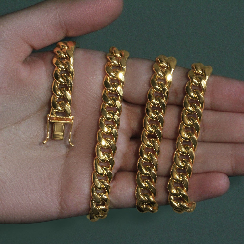 14k Yellow Gold Semi Solid Miami Cuban Chain (9.10 mm)