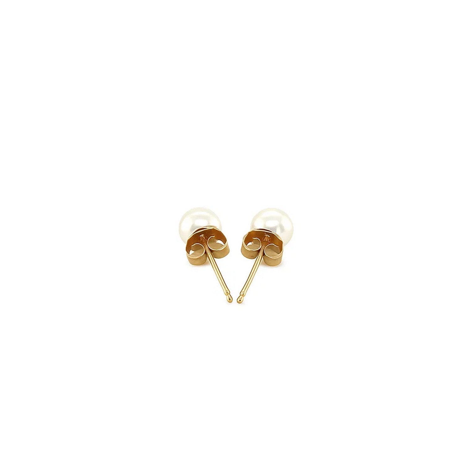 14k Yellow Gold Freshwater Cultured White Pearl Stud Earrings (4mm)