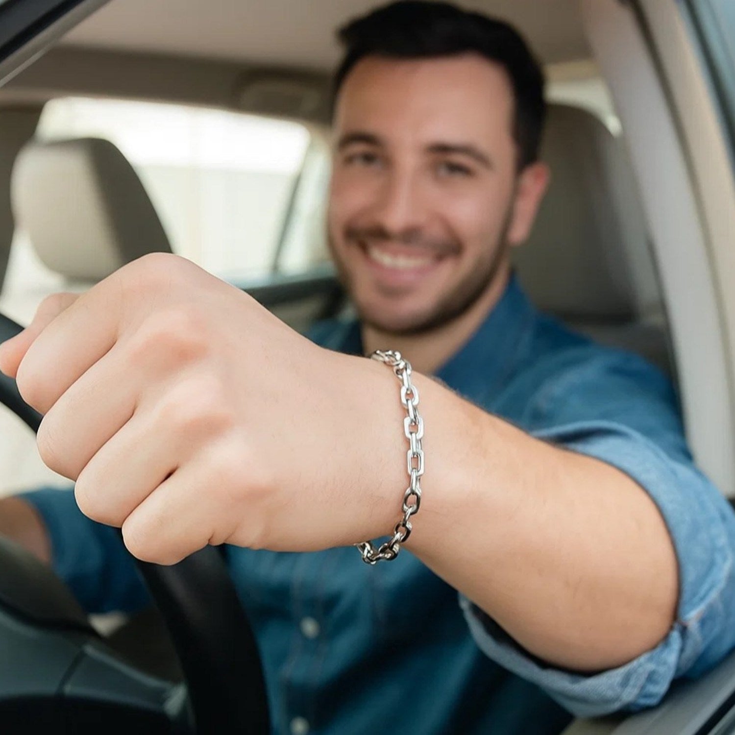14k White Gold French Cable Chain Bracelet  (4.80 mm)