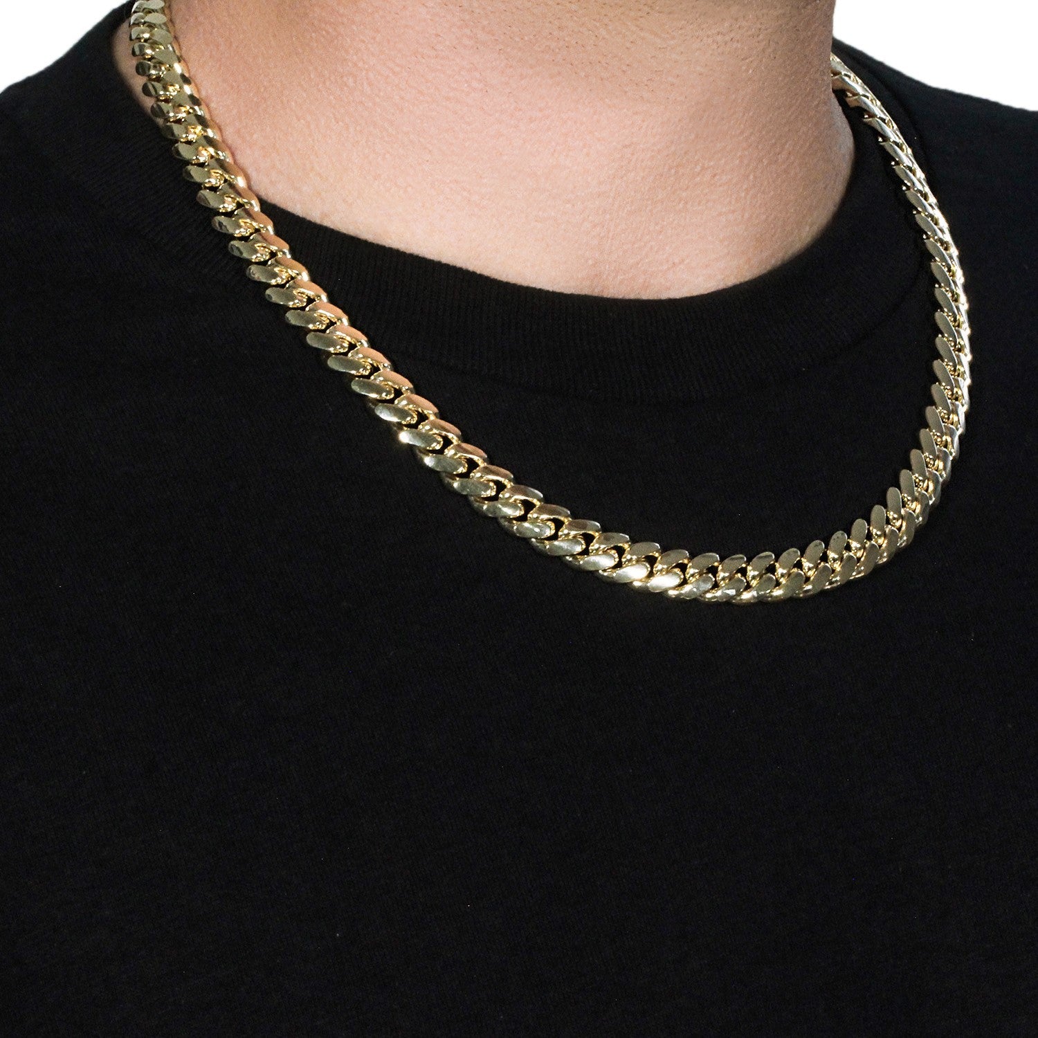 14k Yellow Gold Classic Miami Cuban Solid Chain (10.10 mm)
