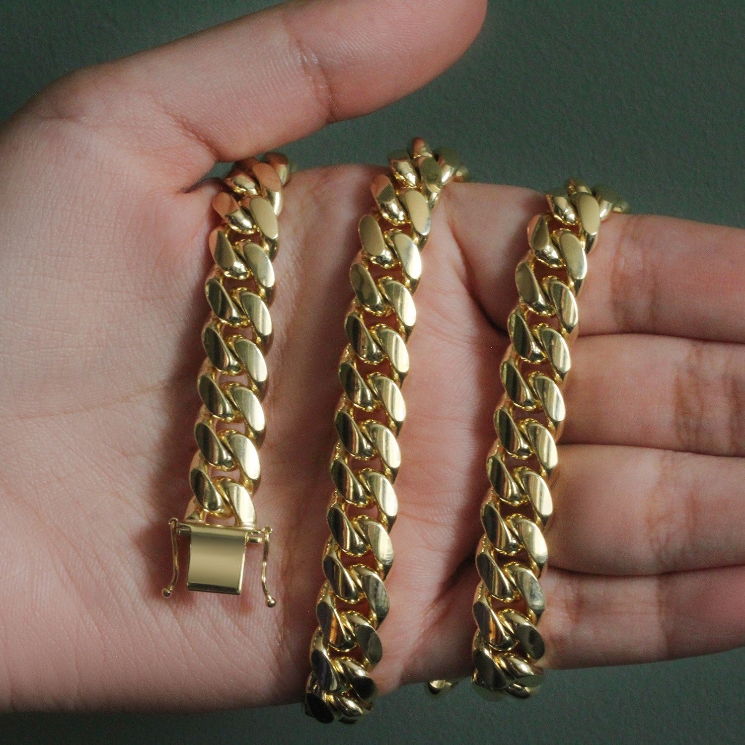 14k Yellow Gold Classic Miami Cuban Solid Chain (10.10 mm)