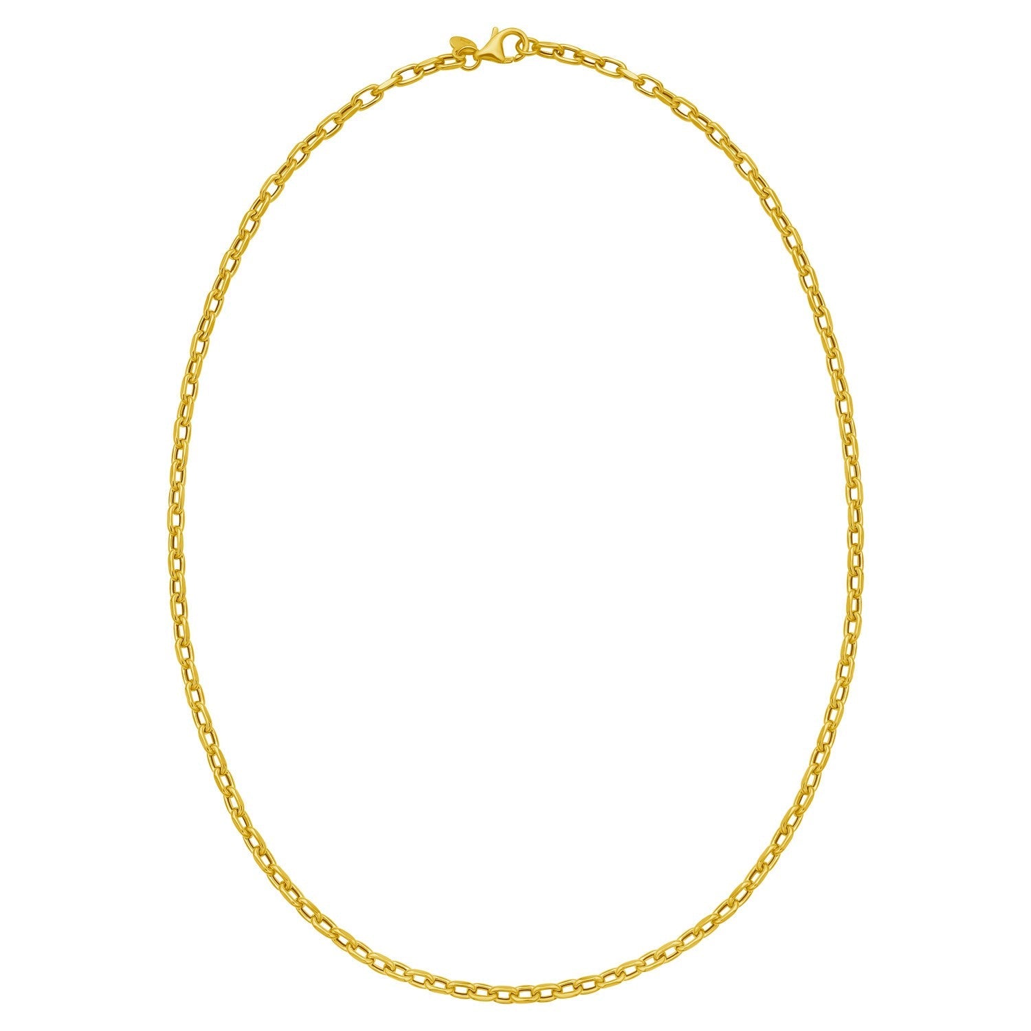 14K Yellow Gold Charm Link Cable Chain Necklace (3.30 mm)