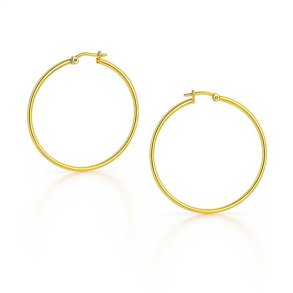 10k Yellow Gold Polished Hoop Earrings (3x25 mm)