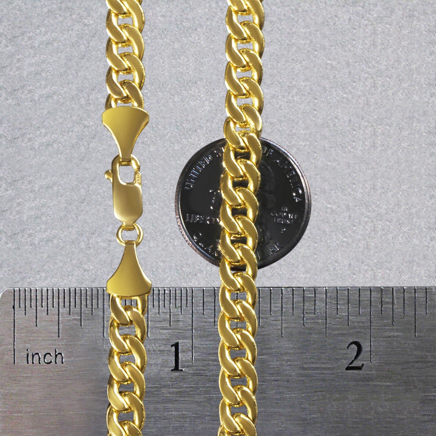 14k Yellow Gold Miami Cuban Semi Solid Chain (7.00 mm)