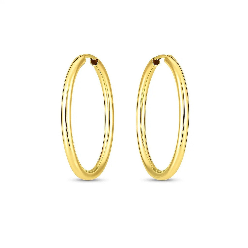 14k Yellow Gold Endless Oval Hoop Earrings(2x25mm)