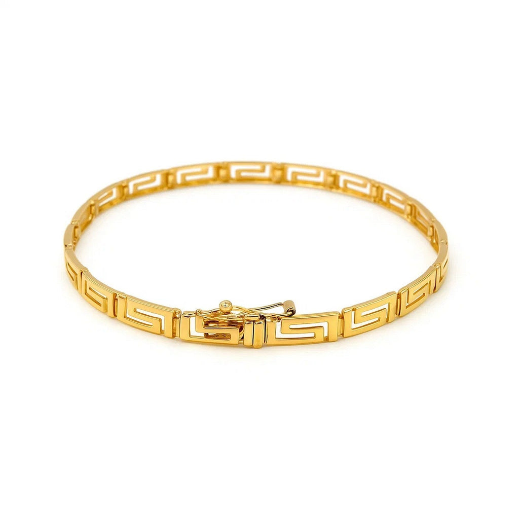 14k Yellow Gold Greek Fret Design Fancy Bracelet (3.30 mm)