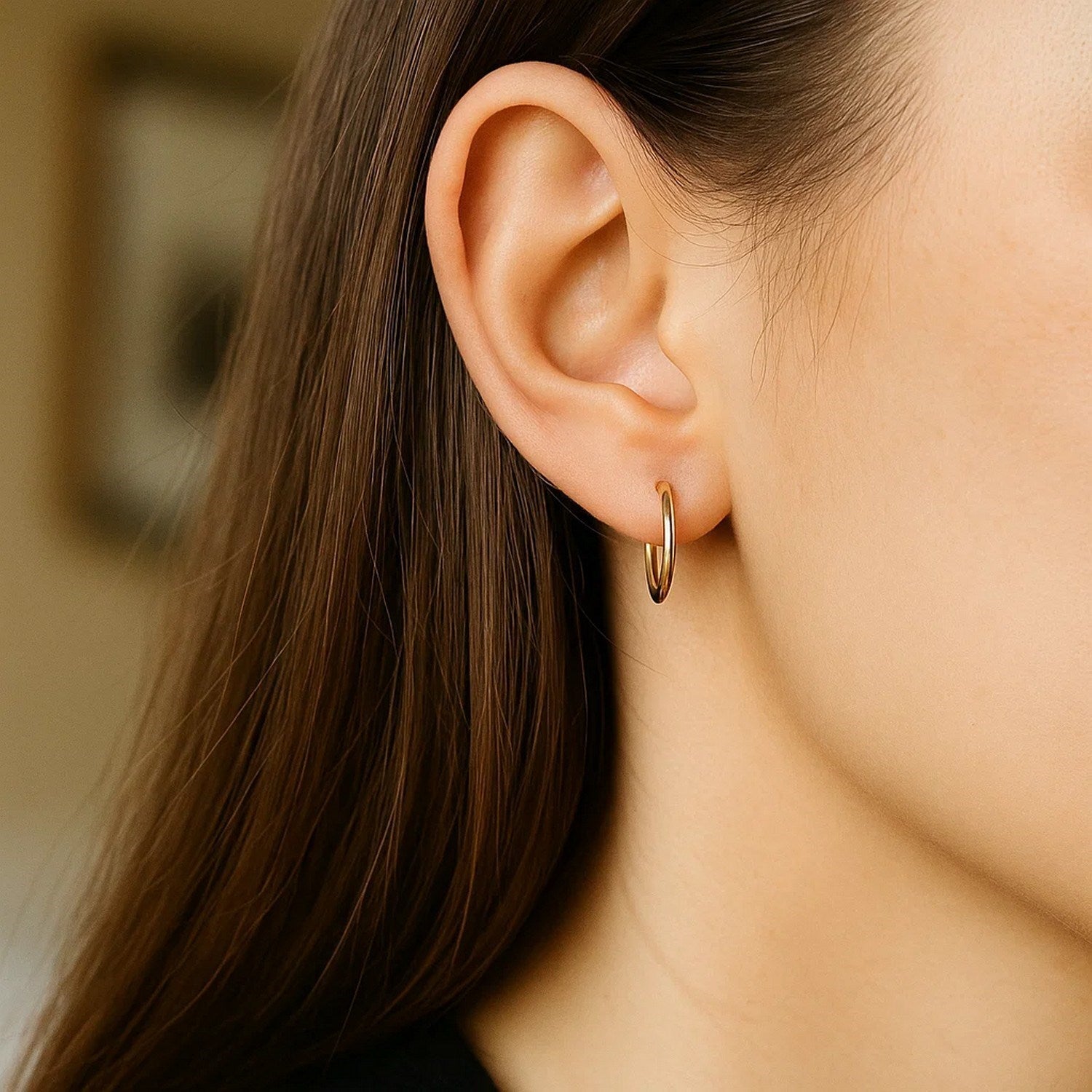 10k Yellow Gold Polished Endless Hoop Earrings (1.5x14mm)