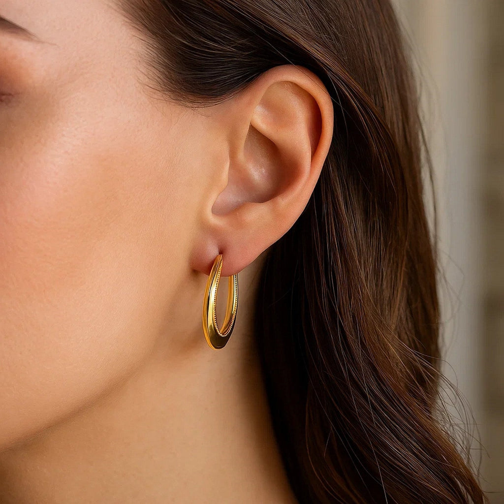 14k Yellow Gold Round Rope Texture Hoop Earrings
