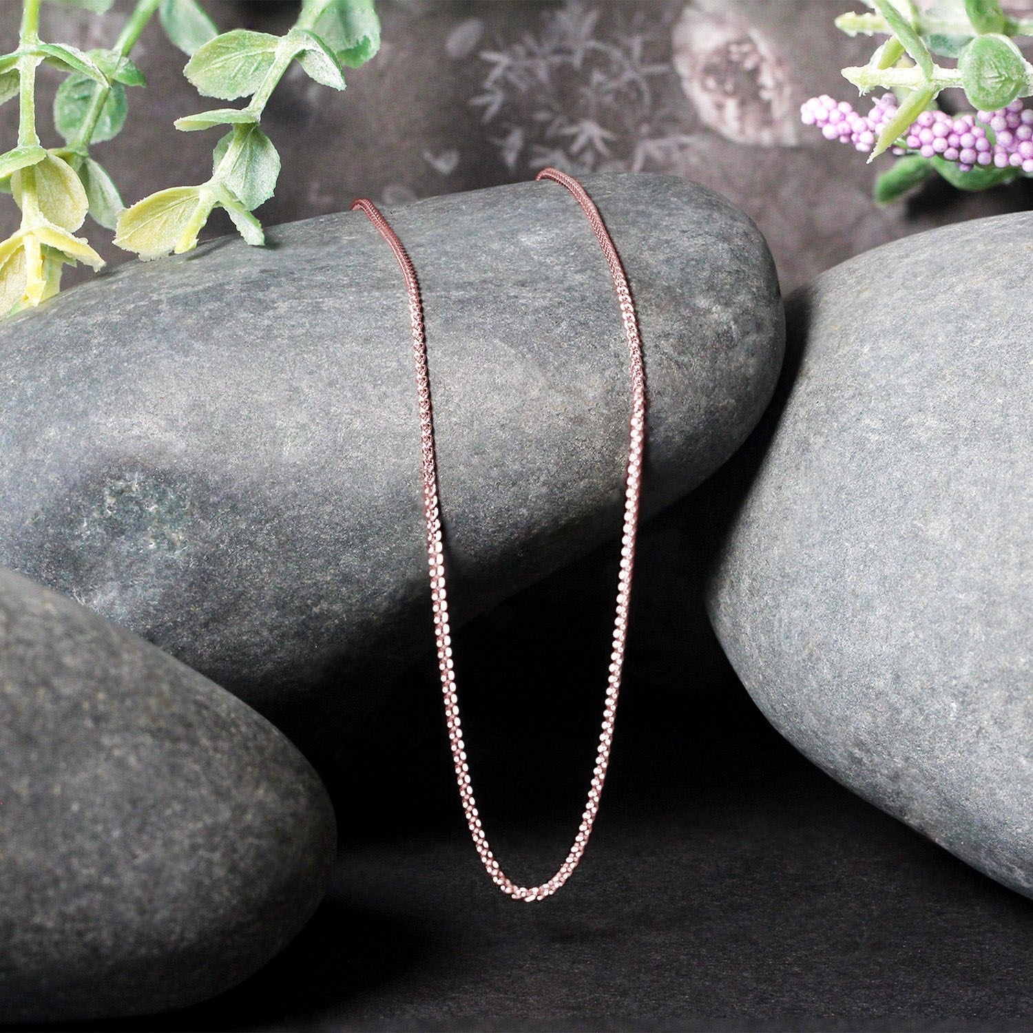 14k Rose Gold Round Wheat Chain (1.00 mm)
