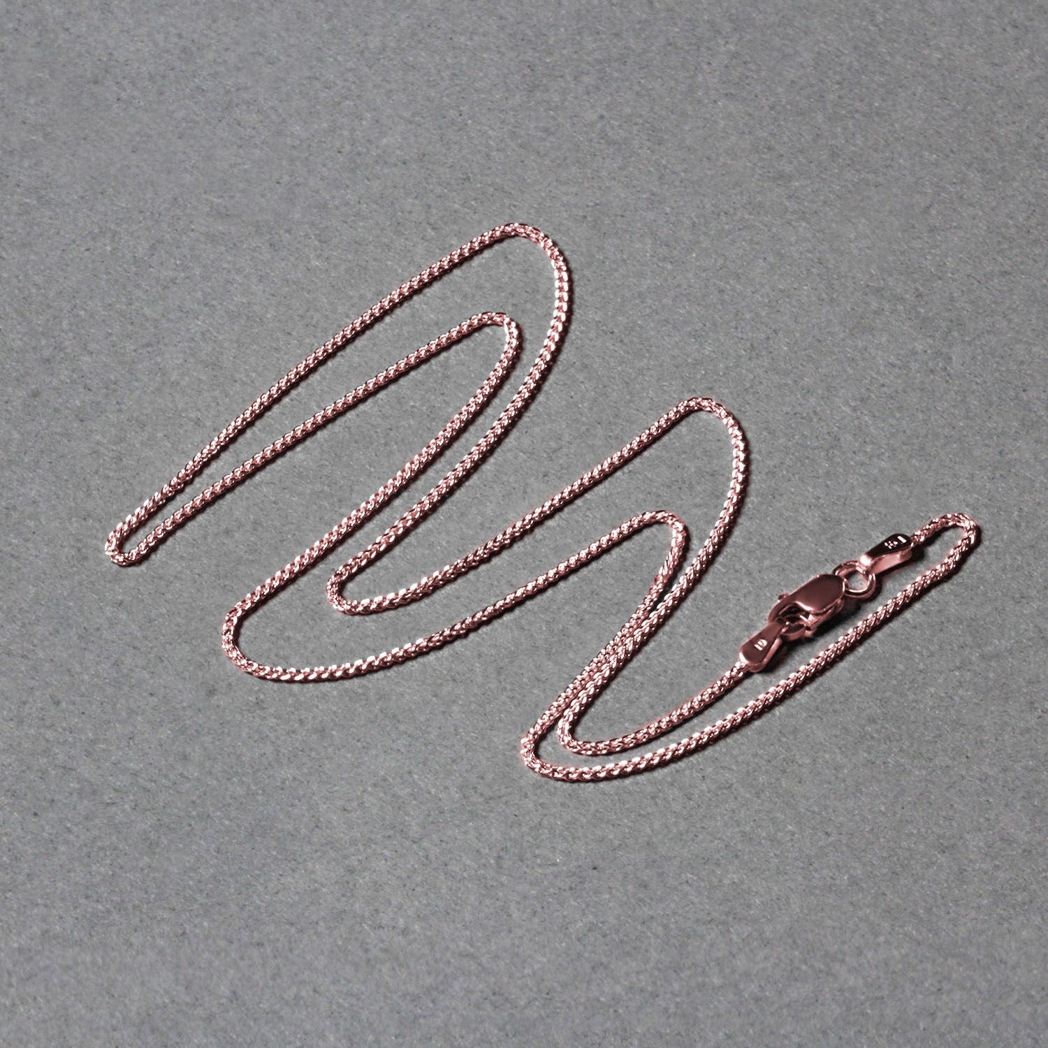 14k Rose Gold Round Wheat Chain (1.00 mm)