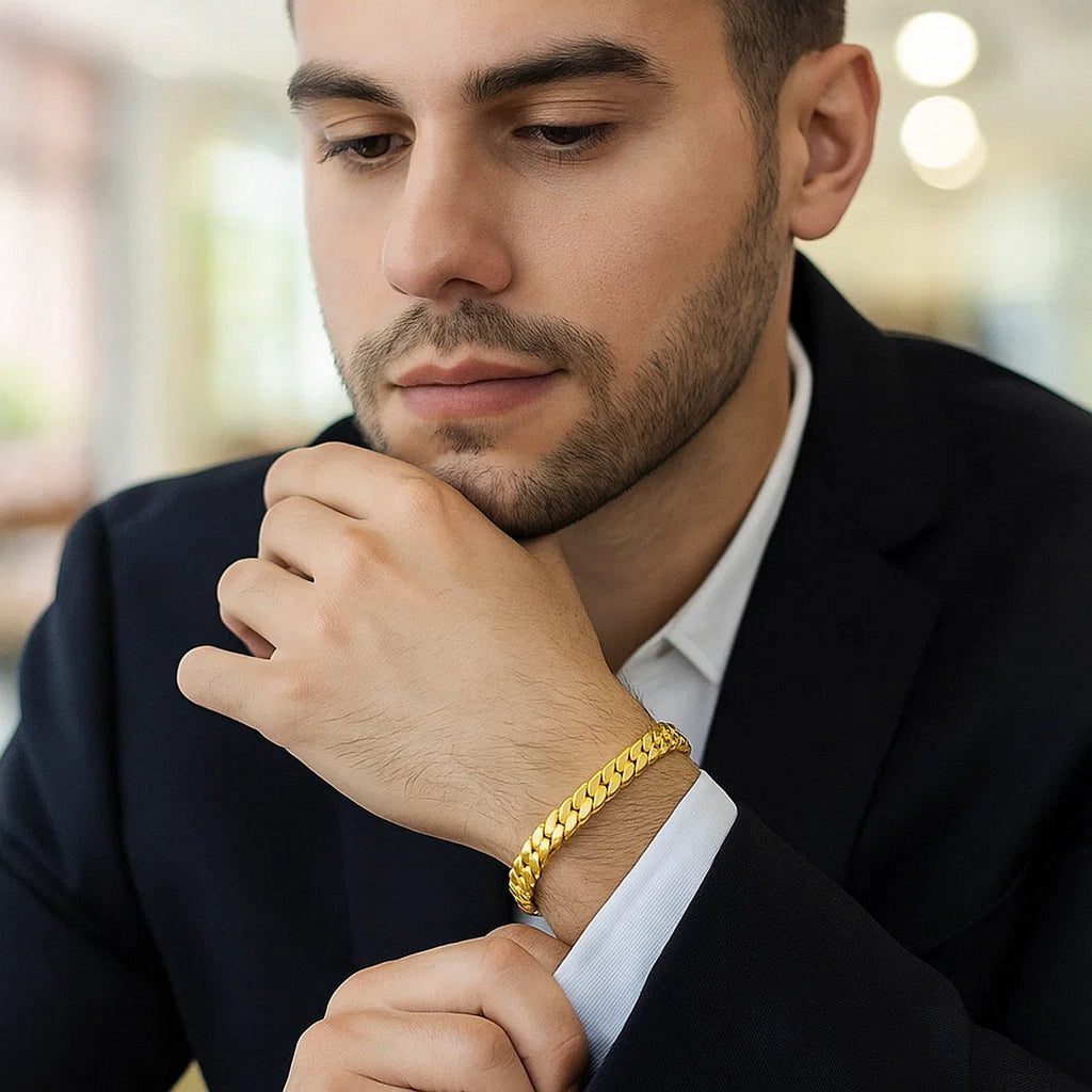 14k Yellow Gold 8 inch Mens Curb Chain Bracelet (8.00 mm)