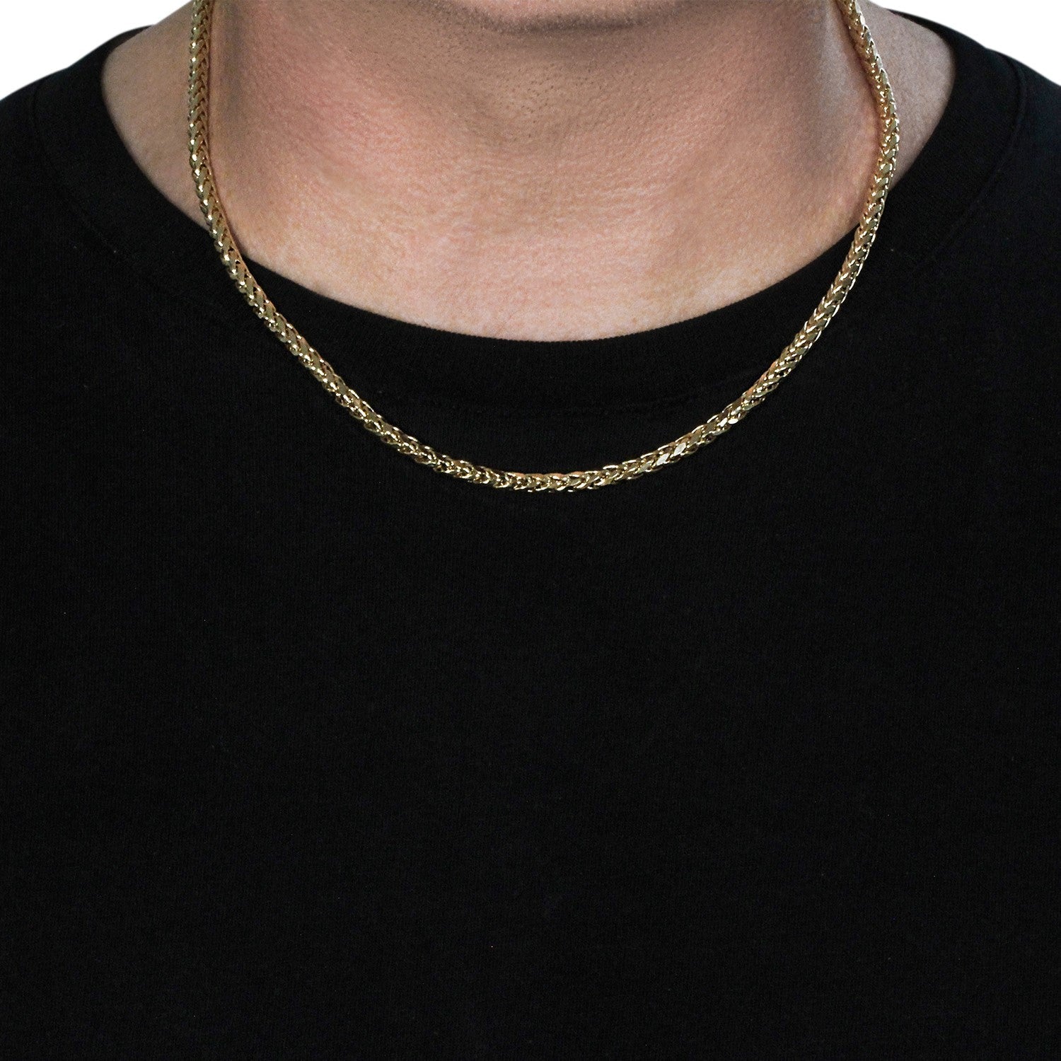 4.1mm 14k Yellow Gold Diamond Cut Round Franco Chain