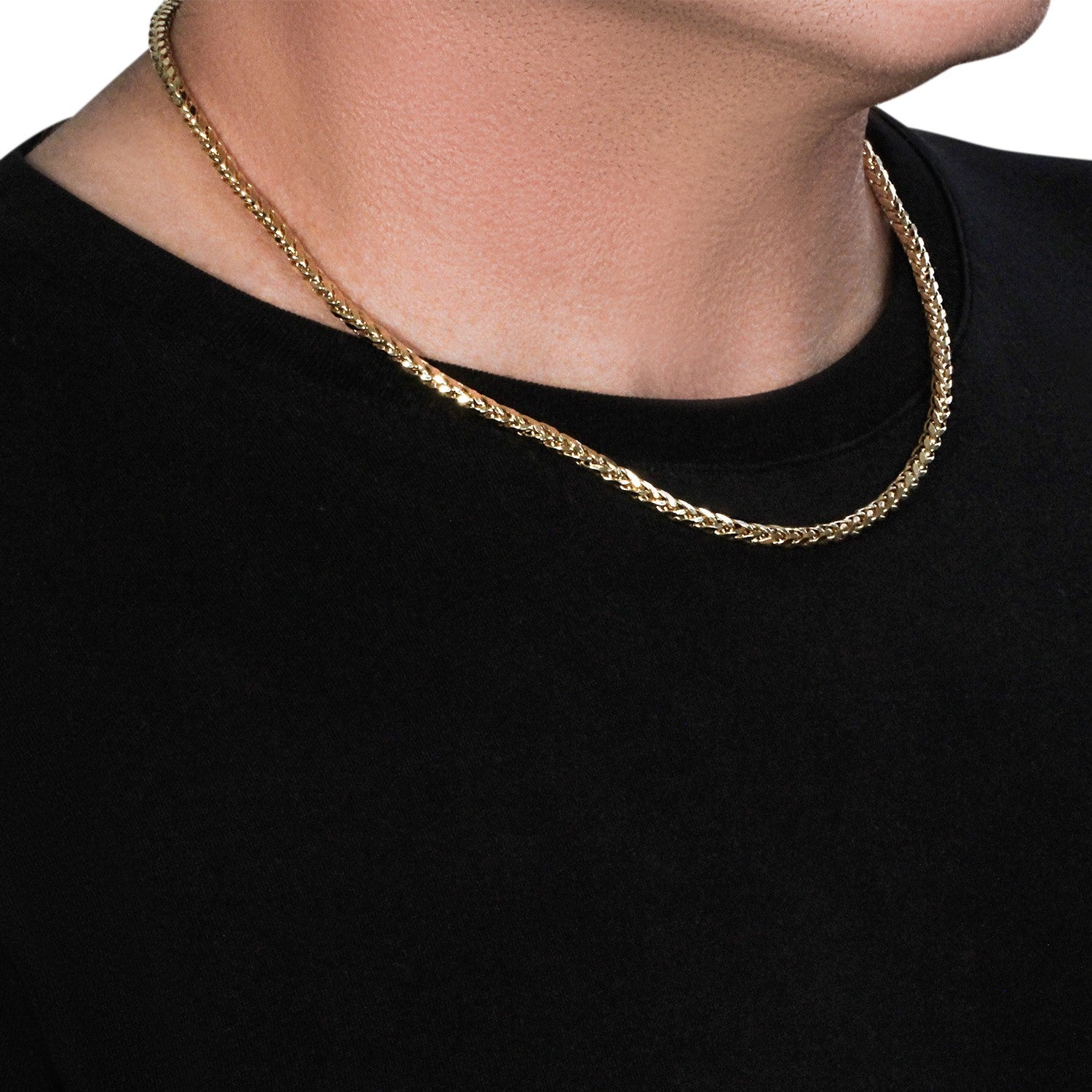 4.1mm 14k Yellow Gold Diamond Cut Round Franco Chain