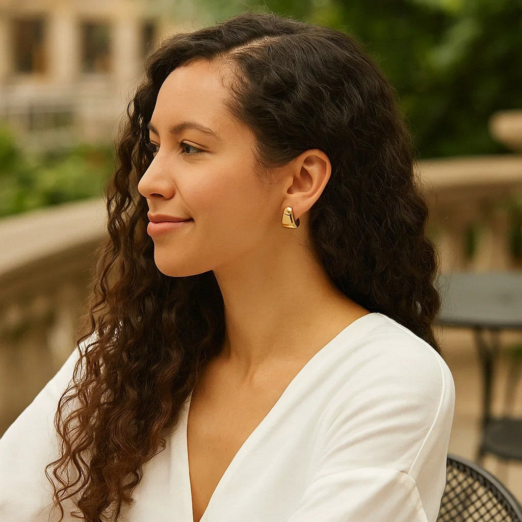 Puffed Up Graduated Hoop Earrings in 14K Yellow Gold