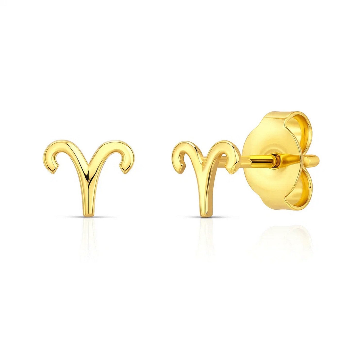 14K Yellow Gold Aries Stud Earrings