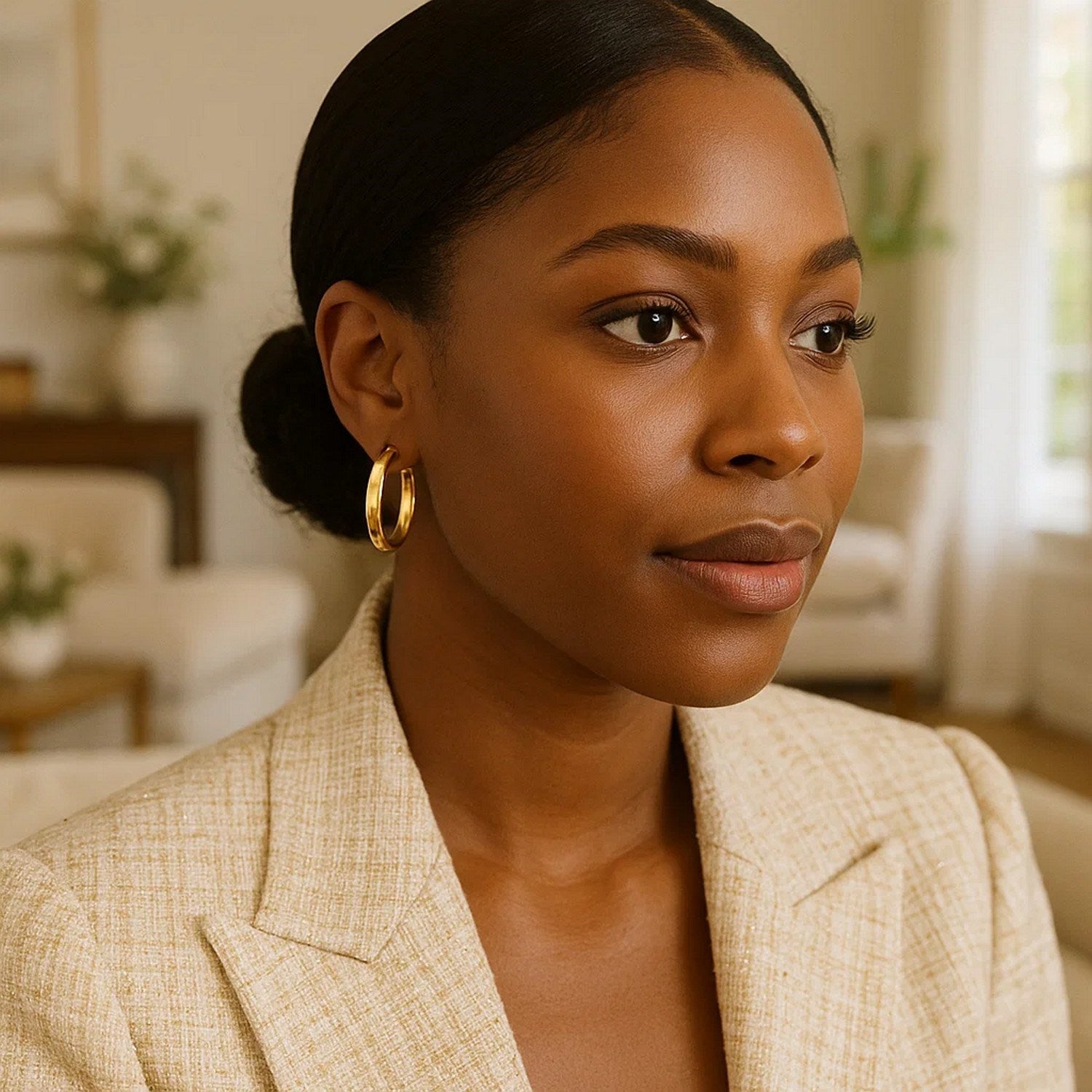 14k Yellow Gold Wedding Band Hoops (7x35mm)