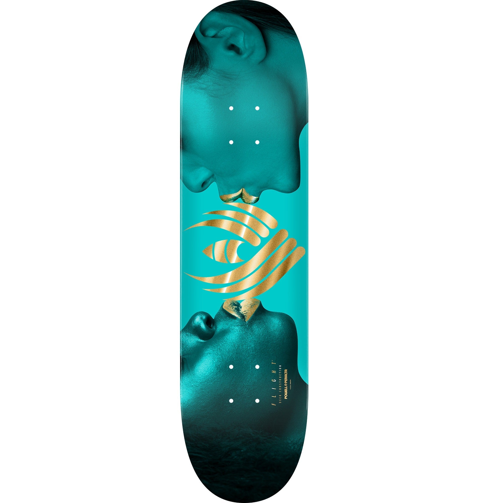 Powell Peralta Kiss Flight Skateboard Deck - 8.13″ Turquoise/Gold Foil