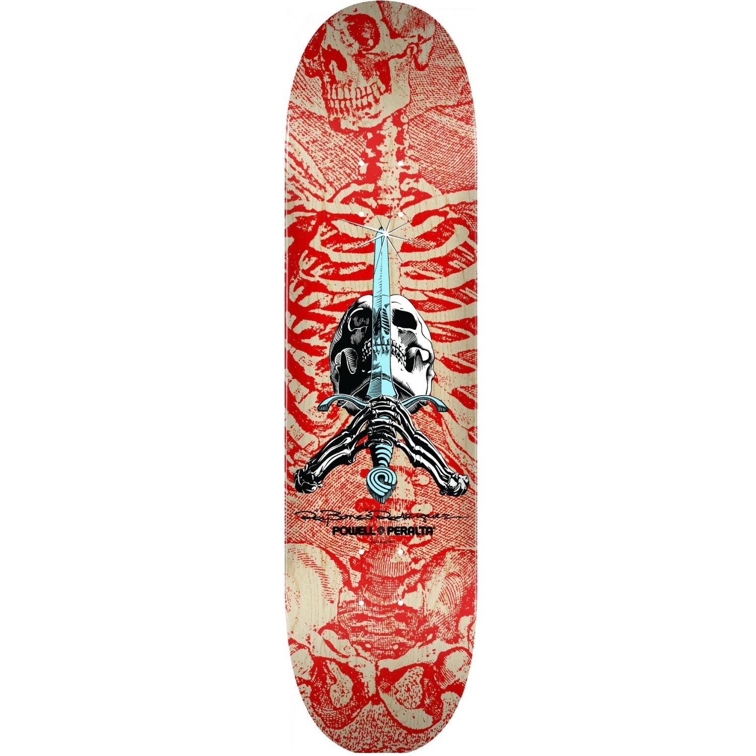 Powell Peralta Skull and Sword Skateboard Deck - 8.0″ Red/Yellow